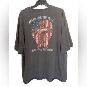 Hanes tshirt harley-davidson Stand For The Flag Kneel For The Cross Printed 5X
